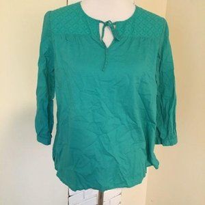L.L. Bean Turquoise Tie Top Shirt Button Detail S
